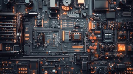 A drone view of a massive automated factory with interconnected robotic systems.