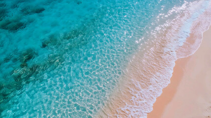 Tranquil Serene Beach with Clear Turquoise Waters and Sand Shore 