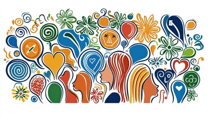 Vibrant group of colorful abstract shapes forming an eye-catching composition in a creative style