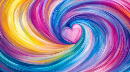 Fototapeta premium Colorful Swirling Patterns with Heart Shape in the Center