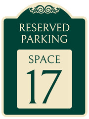 Reserved parking sign space