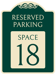 Reserved parking sign space