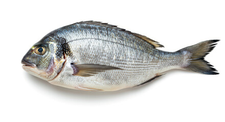 Raw sea bream fish isolated on a white background, perfect for seafood presentations