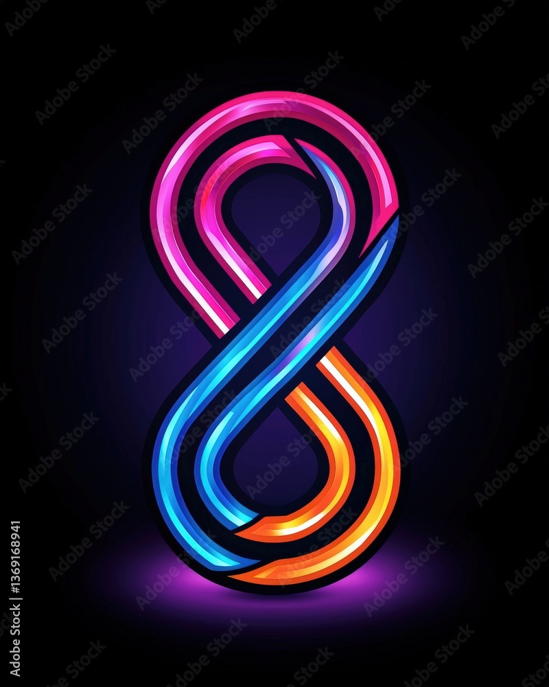 Poster bright neon colored abstract art piece with multiple layers creating a striking visual display
