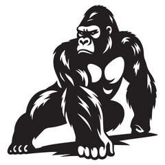 Gorilla silhouette black and white vector icon