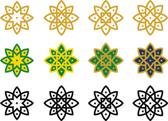 set of decorative ornamental elements Islamic Geometric Ornament Set – Intricate Arabesque Mandala Vector Art & illustration.