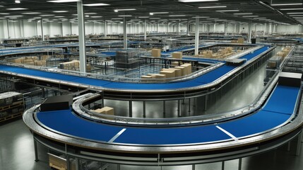 A modern automated assembly line producing high-tech electronic devices.