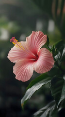 Fototapeta premium Pink Hibiscus Flower Close-Up, Botanical Beauty