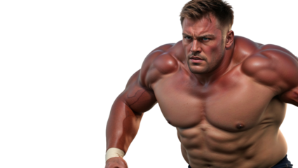 Powerful Nordic Man with a Strong Athletic Physique on White Background