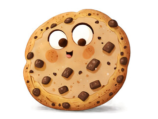 Delightful Chocolate Chip Cookie Character, A Whimsical Illustration with Expressive Eyes and Charming Smile, Perfect for Bringing Joy to Anyone's Day