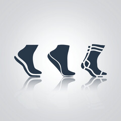Cuttable Insoles icons, Shoe Insole icons, socks, and footprint, with a silver background