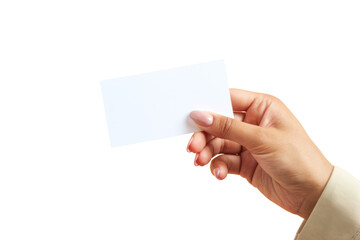 Obraz premium hand holding blank white card Isolated on Background