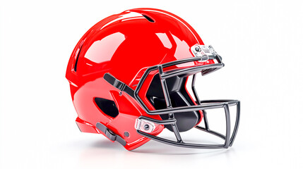 Fototapeta premium Vibrant red American football helmet with a sleek design, isolated on a clean white background
