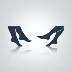 Legs symbols, girls' legs icons, with a silver abstract background
