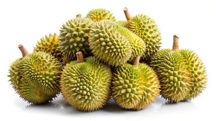 Fototapeta premium A Pile of Fresh Durian Fruits Isolated on White Background