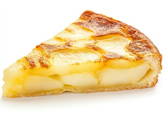 Serving of Apple Tart Slice on White Background for Dessert