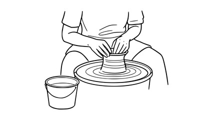 Pottery Pose Line Art: Illustrate Clay Crafting with Clean Line Drawings