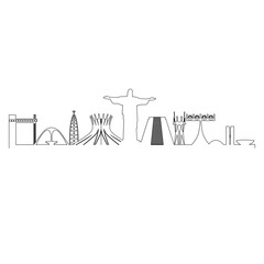 Brazil City Skyline – Minimalist Landmark Silhouette of Skyscrapers and Urban Architecture for Travel and Tourism