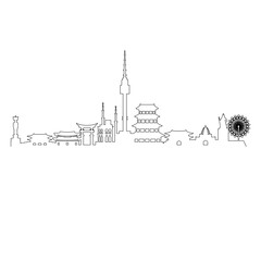 Obraz premium Seoul City Skyline – Minimalist Landmark Silhouette of Skyscrapers and Urban Architecture for Travel and Tourism