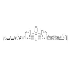 Obraz premium Madrid City Skyline – Minimalist Landmark Silhouette of Skyscrapers and Urban Architecture for Travel and Tourism