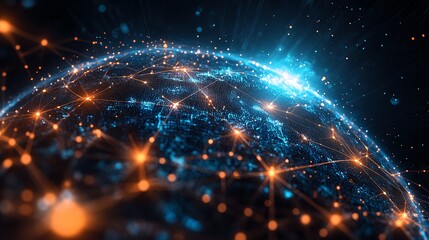 Obraz premium Data exchange and AI technology concept, big data management with internet network connection, minimalistic style