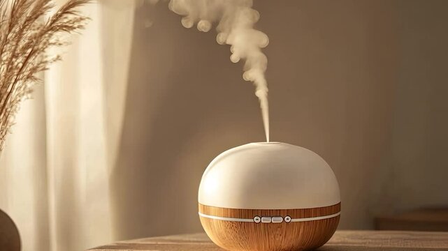 Air humidifier aroma diffuser creates comfortable living conditions in modern home