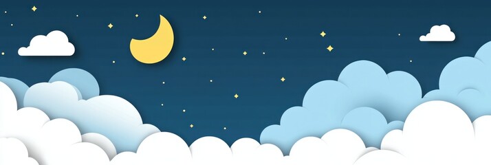 Night Sky with Clouds and Moon