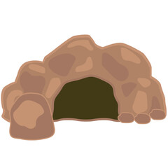 Rocky cave with grass