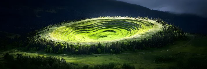 Glowing Green Hill at Night © fikri