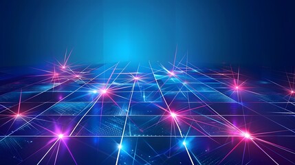 Futuristic metropolis with blue and violet neon light 