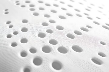Abstract white perforated surface with holes and subtle texture for modern design applications