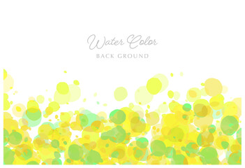Mimosa style yellow watercolor polka dot frame background material copy space
