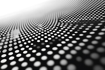 Abstract black and white perforated surface pattern with receding perspective and bokeh effect