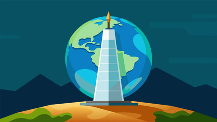 Naklejka premium A monolith rising from the earth the oil derrick is the embodiment of humanitys unyielding quest for progress and advancement.. Vector illustration