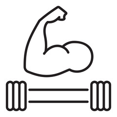 strength training conceptual icon, representing body building, weightlifting and physical health