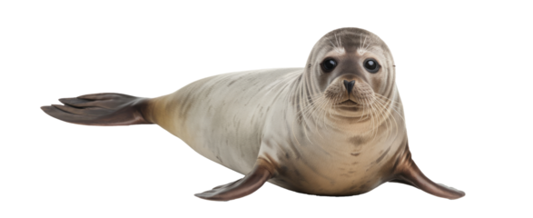 Cute Seal Pup Isolated on White Background
