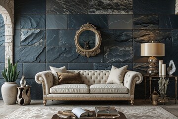 Elegant Textured Slate Wallpaper with Luxurious Stone Background in Deep Tones