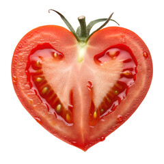 tomato in heart shaped isolated on transparent background