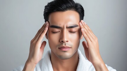 Fototapeta premium Stress relief techniques for men indoor spa lifestyle image calm environment close-up view