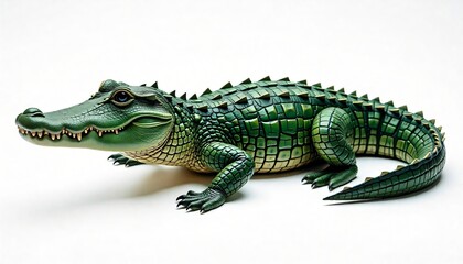 Naklejka premium Green Alligator Reptile Model Detailed Close Up Studio Shot Wildlife Animal Figure