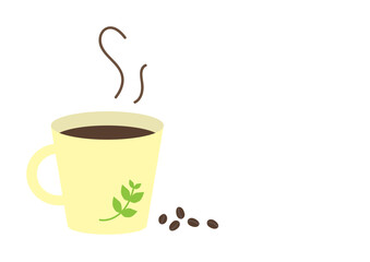 シンプルなコーヒーの入ったカップとコーヒー豆