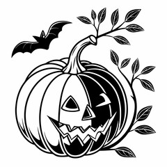 Fototapeta premium Halloween pumpkin and boo with Halloween bat