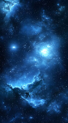 Naklejka premium Cosmic Nebula: A Celestial Tapestry of Blue