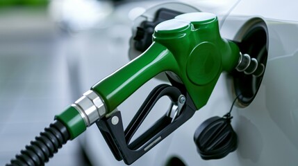 Hand pouring biofuel into a car engine, alternative energy usage, green transportation solution