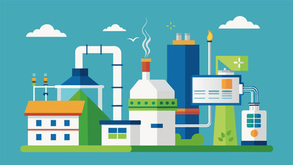 A tingedge research facility experiments with clean energy technology including heat recovery steam generators that convert waste heat from various. Vector illustration