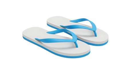 Pair of Stylish White and Blue Flip Flops for Summer Vacation