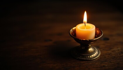 Soft Candlelight in Dark Room Creating Warmth and Tranquility