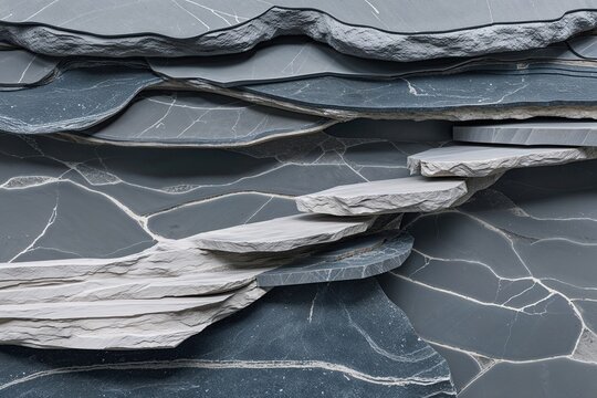 High Fidelity Print of a Unique Grey Soapstone Surface with Stripped Layers and Radiant Texture