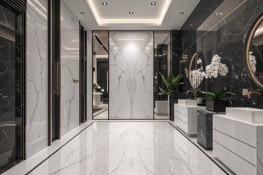 Elegant Black Design Pristine White Marble Granite Wall Panels with Smooth Texture for Luxury Flooring