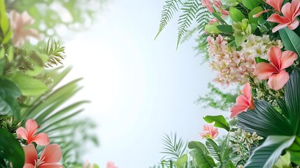 frame of flowers with sky background